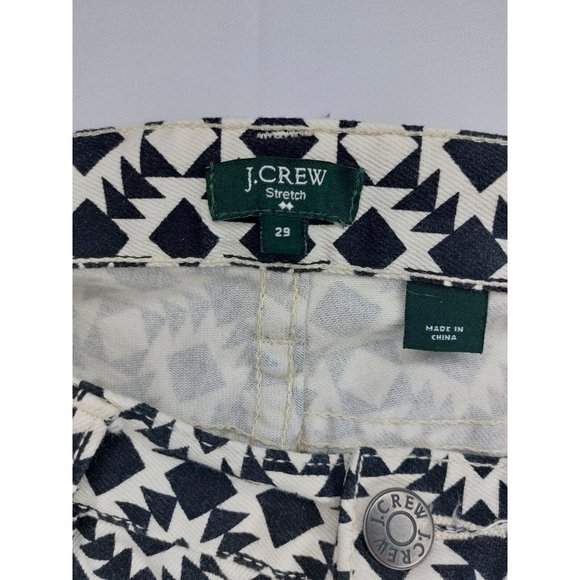 J CREW Womens Jeans Size 29 Black White Geometric triangle Stretch Printed - Picture 6 of 10